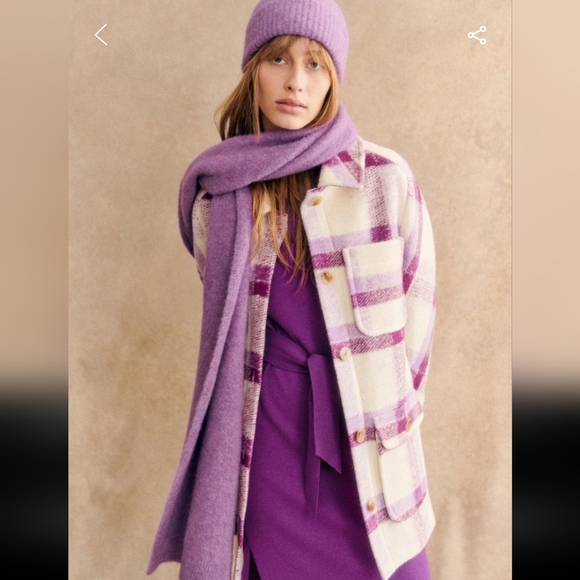 Sezane Piana Purple Long Sleeve Merino Wool Dress - Picture 3 of 5